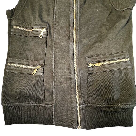 Citizens of Humanity Utility Vest Womens Large Black  Asymmetrical Zip Pockets - Picture 10 of 13